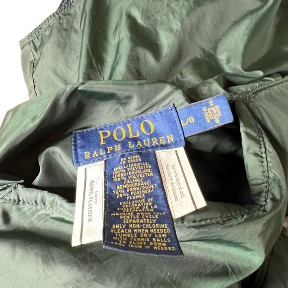 Polo Ralph Lauren Reversible Down Puffer Vest Navy Green Mens Large - Picture 7 of 7